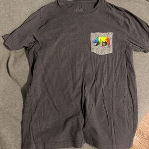 Gray Graphic T-Shirt with Colorful Bear Design
